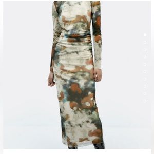 NWT Zara tie dye stretch tulle print dress size S